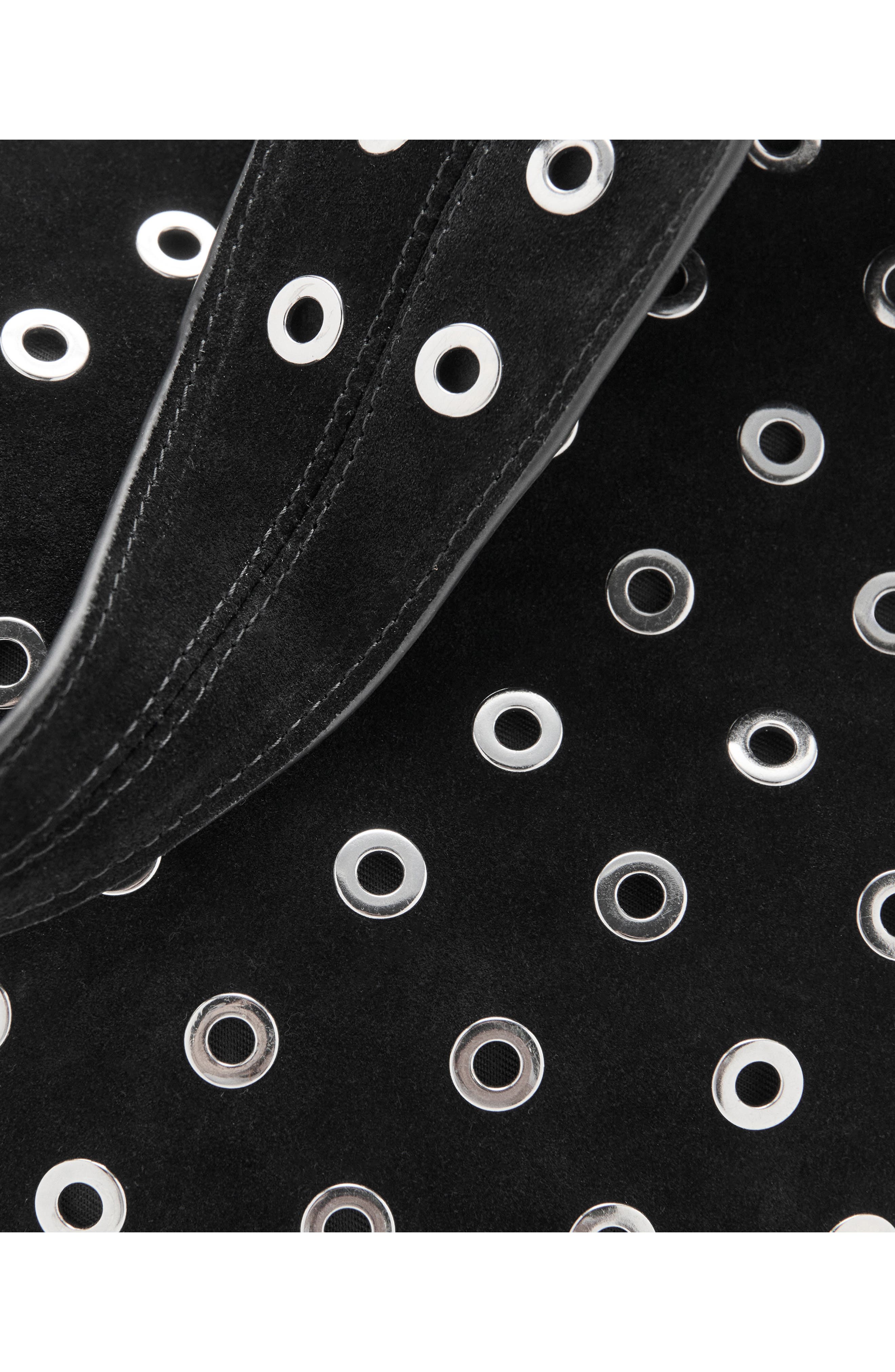 MANGO Grommet Detail Leather Bucket Bag, Alternate, color, 