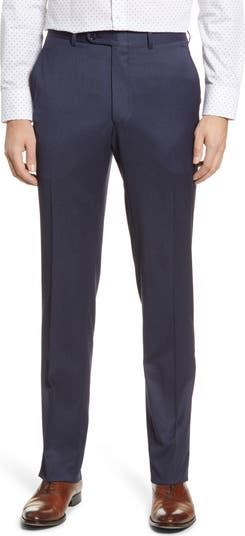 Grey Stretch Wool Blend Hopsack Dress Pant - Custom Fit