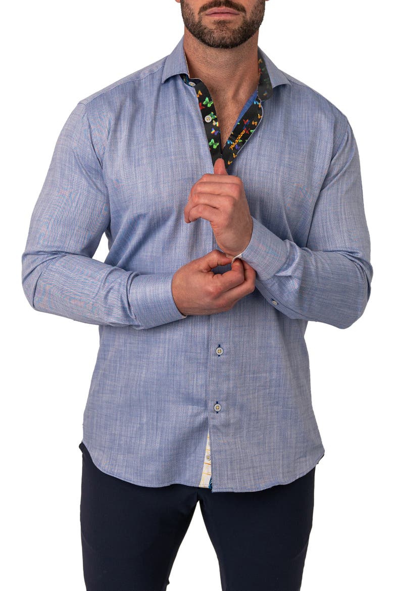 Einstein FlamBlue Contemporary Fit Button-Up Shirt, Alternate, color, BLUE