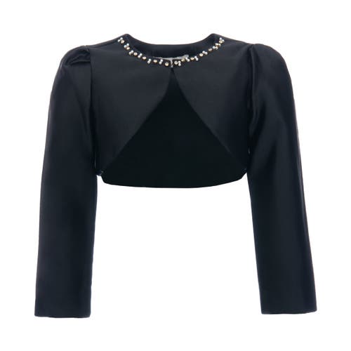 Tulleen Cropped Satin Jacket In Black