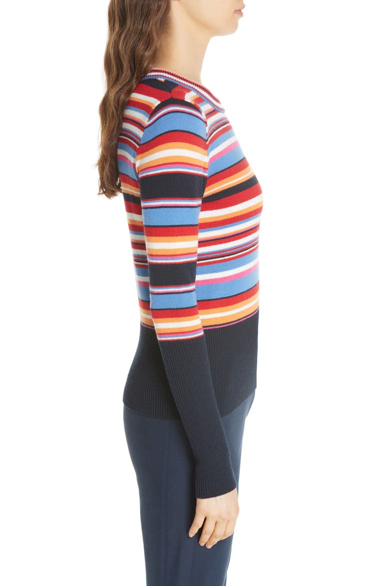 Kit Stripe Scoop Neck Sweater, Alternate, color, TORY NAY