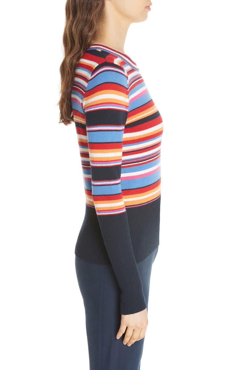 Tory Burch Kit Stripe Scoop Neck Sweater, Alternate, color, 