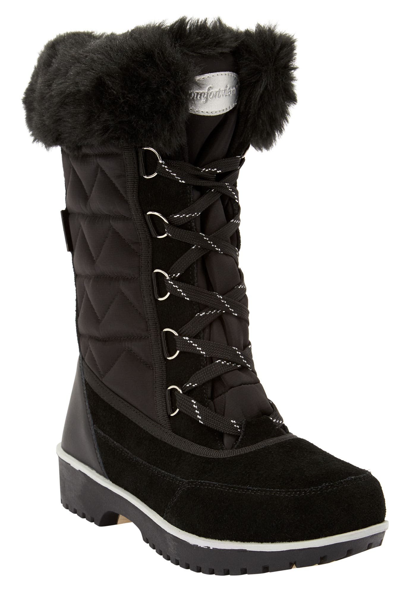 Comfortview The Eileen Waterproof Boot, Main, color, Black Silver Multi