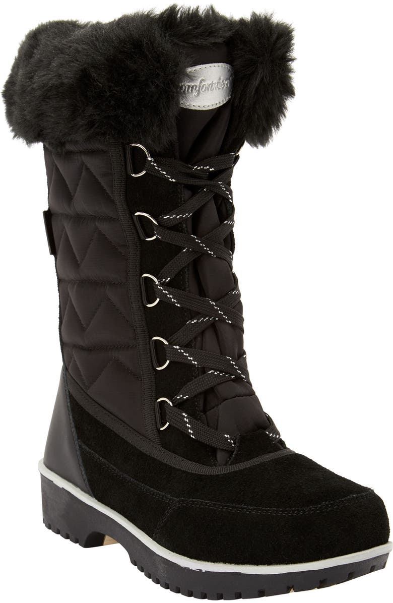 Comfortview The Eileen Waterproof Boot, Main, color, Black Silver Multi