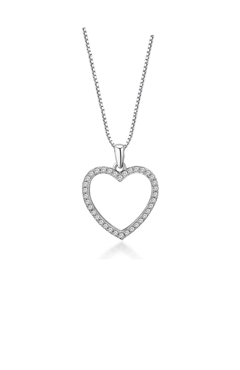 Crystal Heart Necklace White Gold with Cubic Zirconia Stones