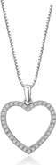 DLORIA Crystal Heart Necklace White Gold with Cubic Zirconia Stones