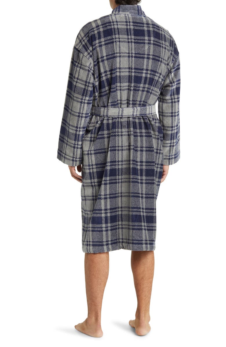 Majestic International Tidings Cotton Robe, Alternate, color, Navy/ Grey