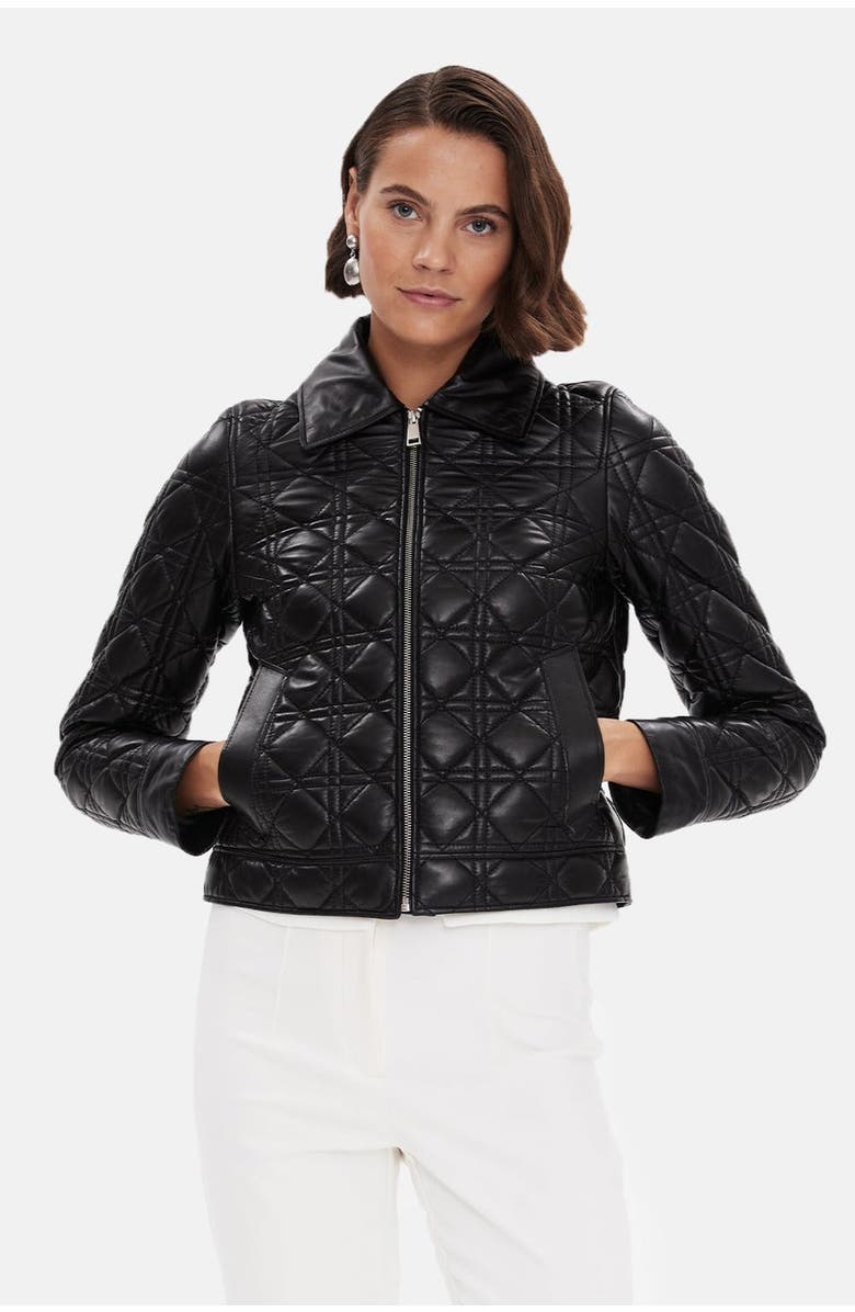 Furniq UK Chloe Quilted Leather Jacket, Main, color, Black
