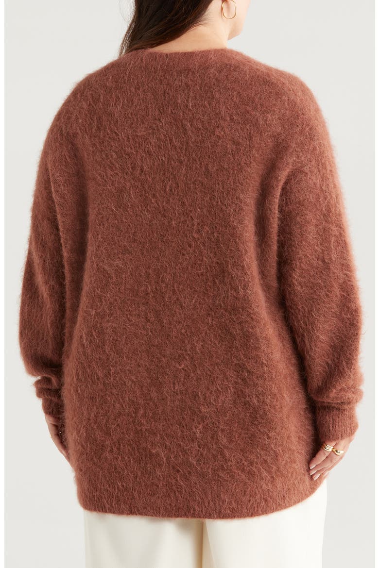 Fuzzy Alpaca Blend Cardigan, Alternate, color, BROWN BRUNETTE