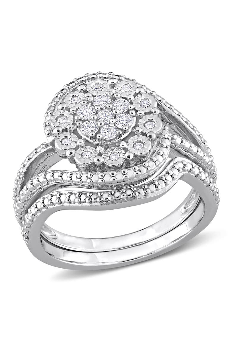 1/4 CTW Diamond Vintage Bridal Ring Set, Main, color, Sterling Silver
