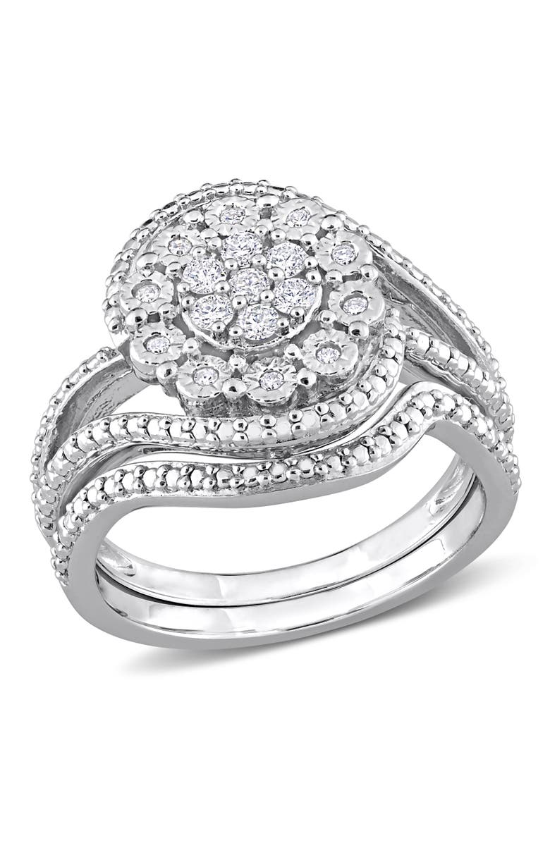 Julianna B. 1/4 CTW Diamond Vintage Bridal Ring Set, Main, color, Sterling Silver