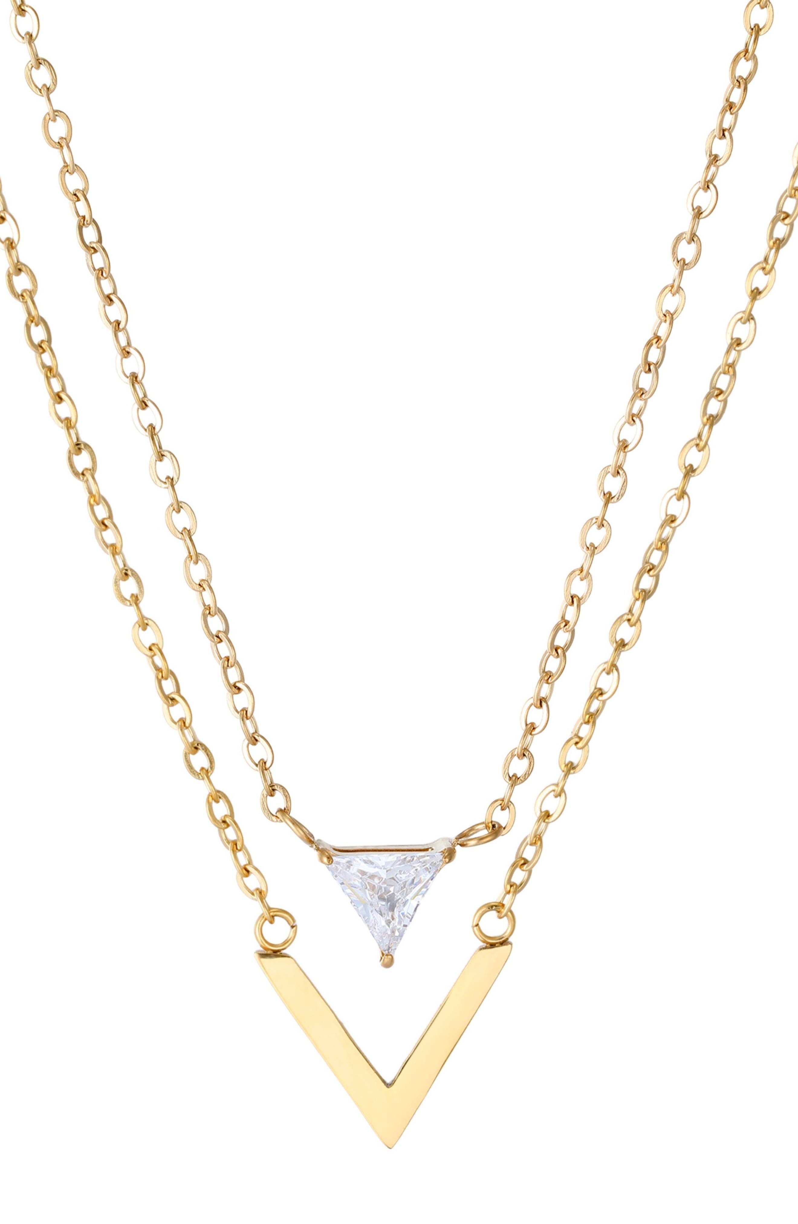 Adornia Set of 2 18K Gold Plated Cubic Zirconia Pendant Necklaces
