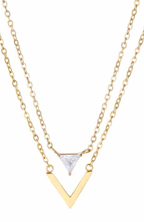 Adornia Set of 2 18K Gold Plated Cubic Zirconia Pendant Necklaces