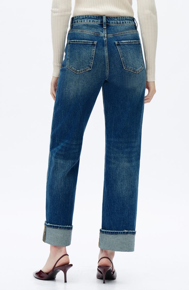 Bayeas High Waist Relaxed Straight Leg Jeans, Alternate, color, Retro Dark Blue