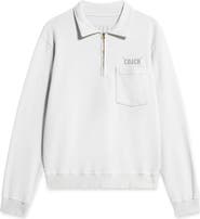 Fortela Yalepcoach Brushed Jersey Quarter Zip Collared Printed Sweatshirt