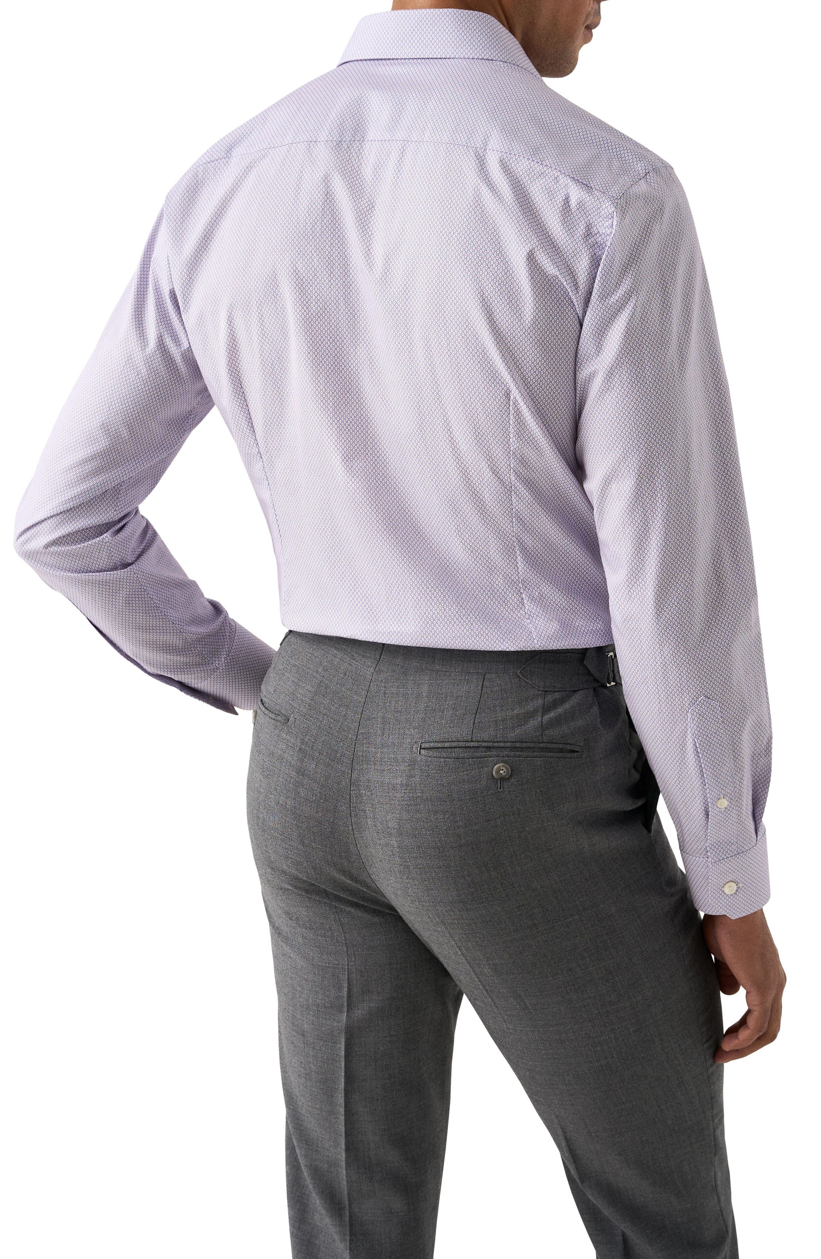 Slim Fit Geometric Print Cotton Dress Shirt