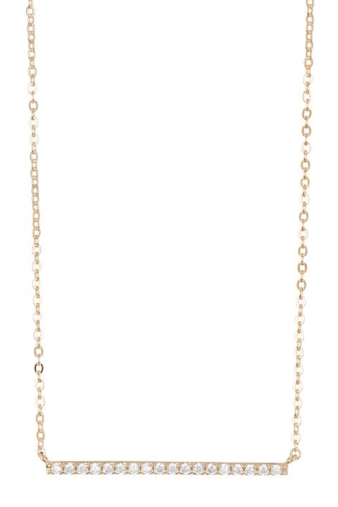 Pave CZ Delicate Bar Necklace