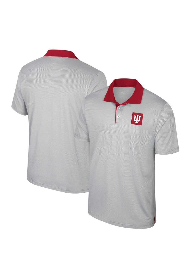 Men's Colosseum Gray Indiana Hoosiers Big & Tall Tuck Striped Polo, Main, color, Gray