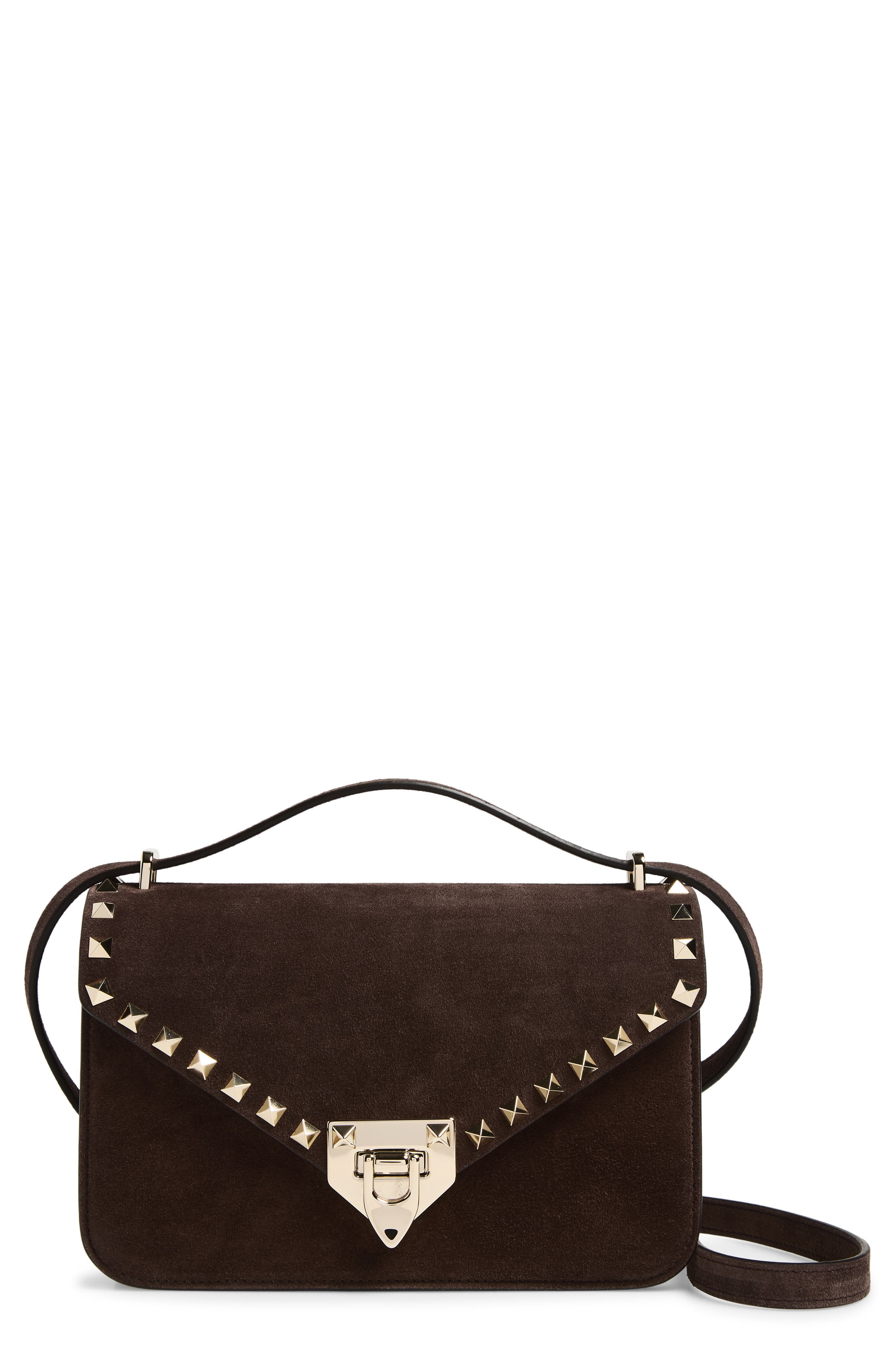 Small Rockstud Shoulder Bag, Main, color, BROWN