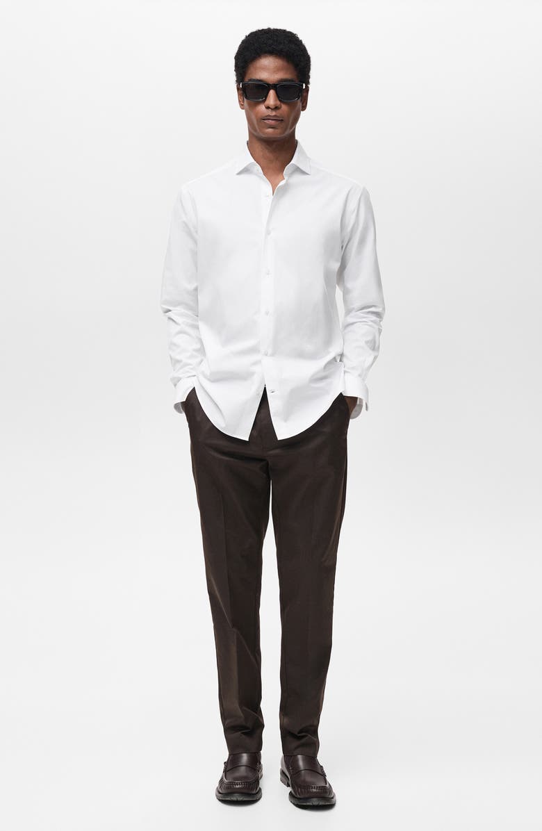 MANGO Regular Fit Solid Cotton Button-Up Shirt, Alternate, color,