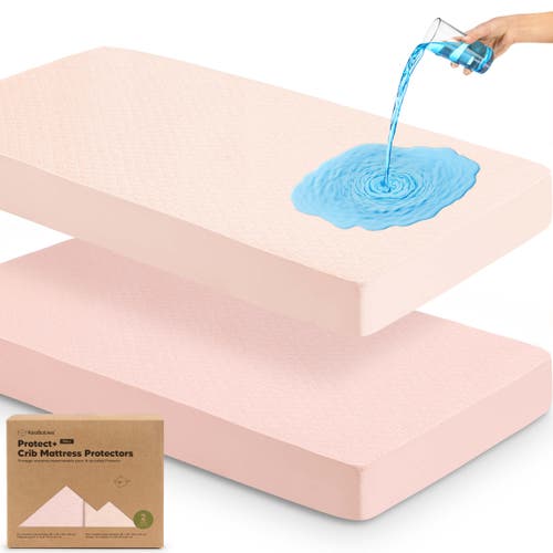 Keababies 2-pack Mavy Protect+ Waterproof Crib Mattress Protector In Mist Rose