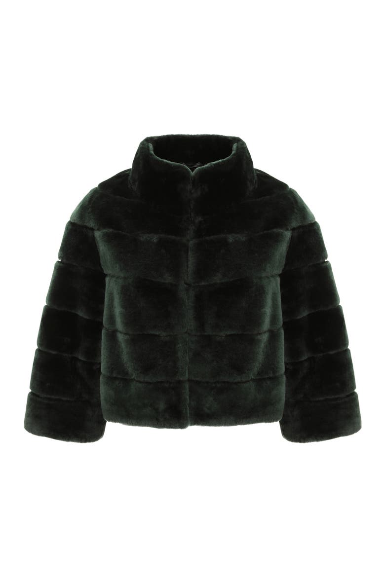 Genuine Shearling Cropped Bolero with Cropped Sleeves, Alternate, color, EMERALD