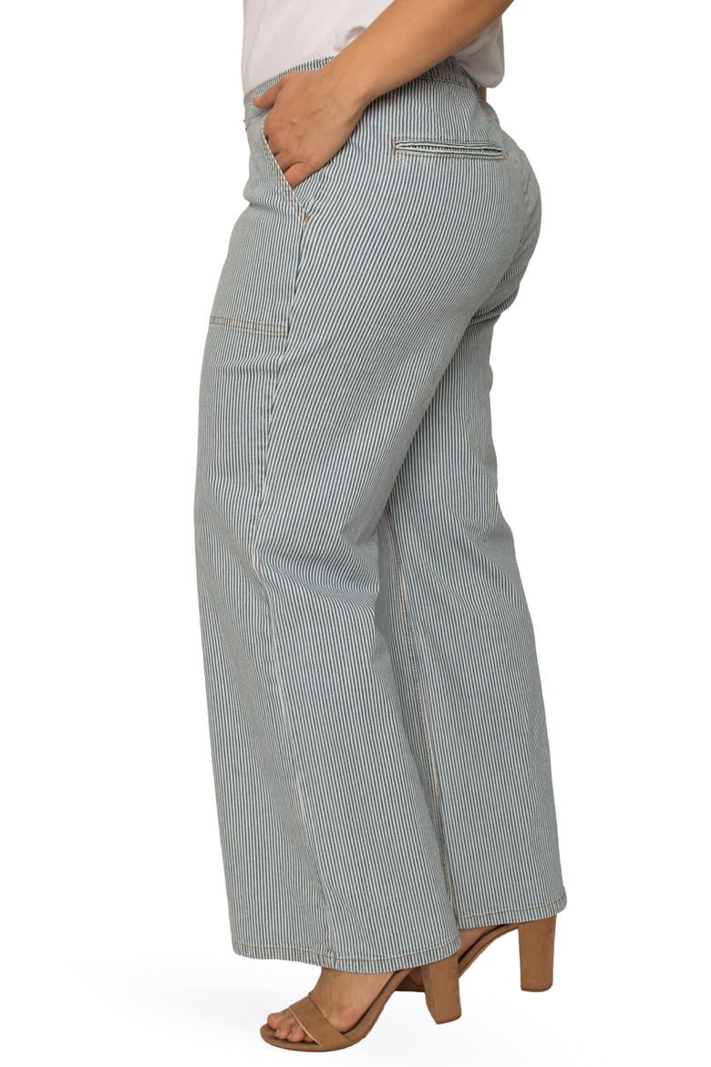 Mona High Waist Stripe Wide Leg Jeans, Alternate, color, MID BLUE