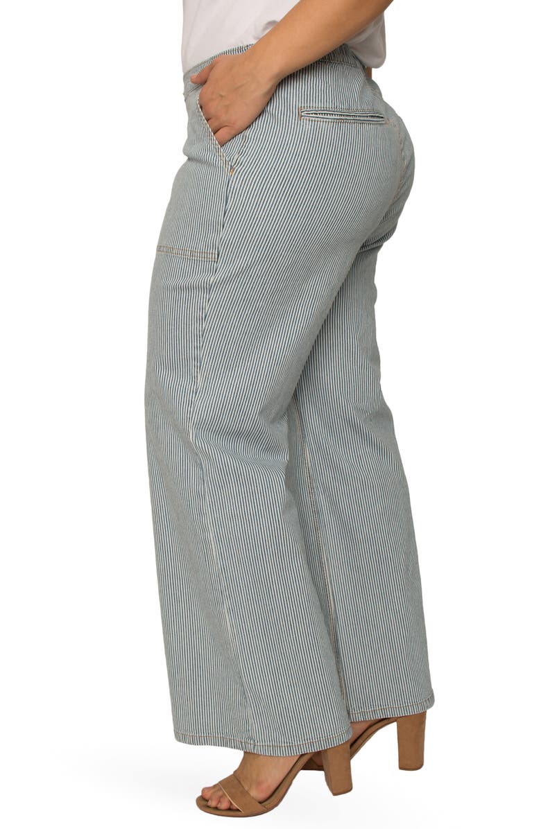 Standards & Practices Mona High Waist Stripe Wide Leg Jeans, Alternate, color, Mid Blue