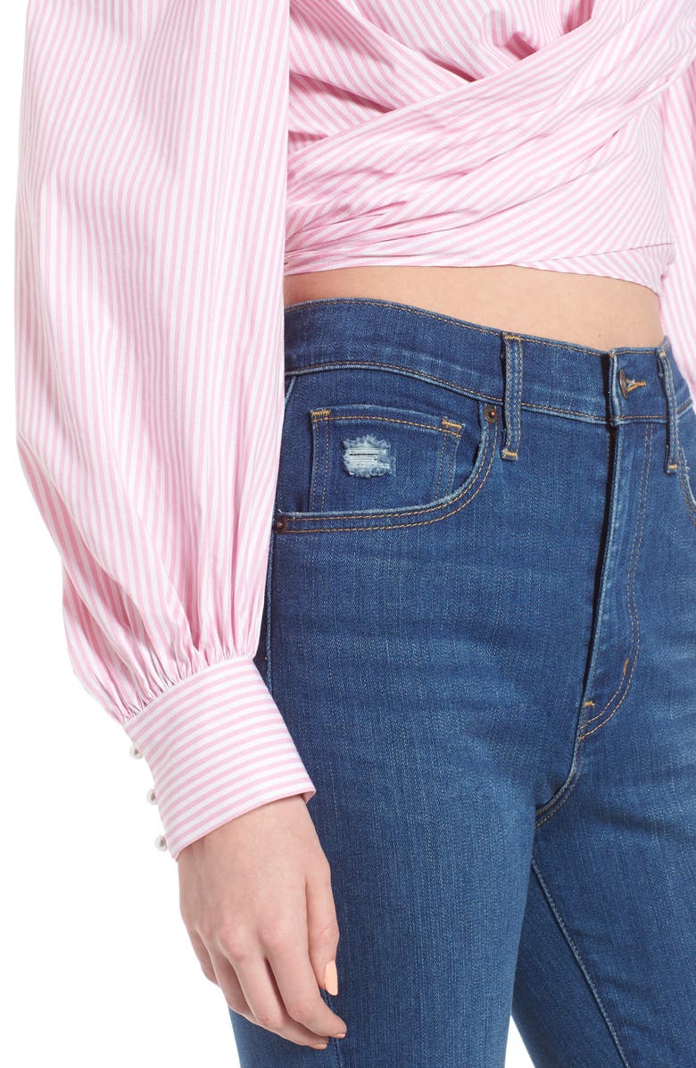 WAYF Dayna Tie Back Poplin Top, Alternate, color,