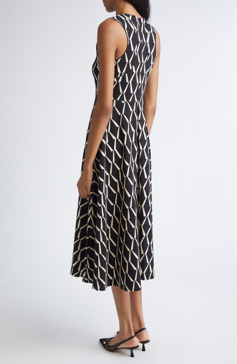 Max Mara Lampara Geo Print Jersey Midi Dress, Alternate, color, Black