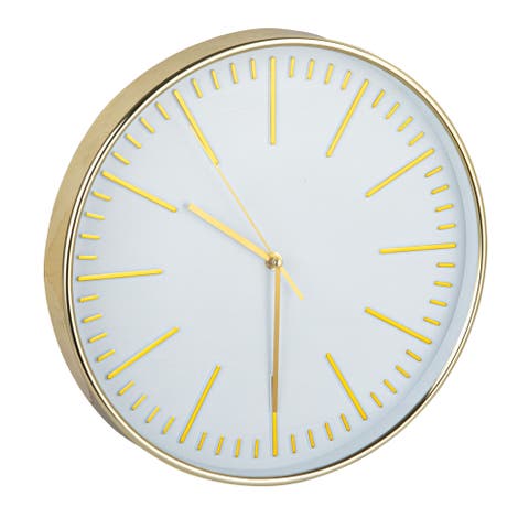 Minimalist Aura Wall Clock, White and Gold