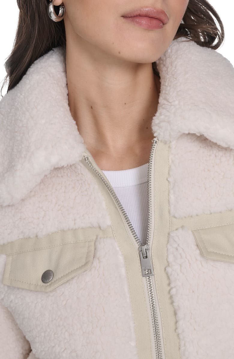 Levi's Fleece & Denim Bomber Jacket, Alternate, color, Cream