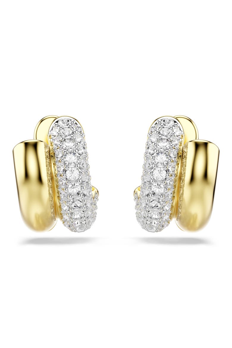 Dextera Front/Back Hoop Earrings, Alternate, color, WHITE/ GOLD