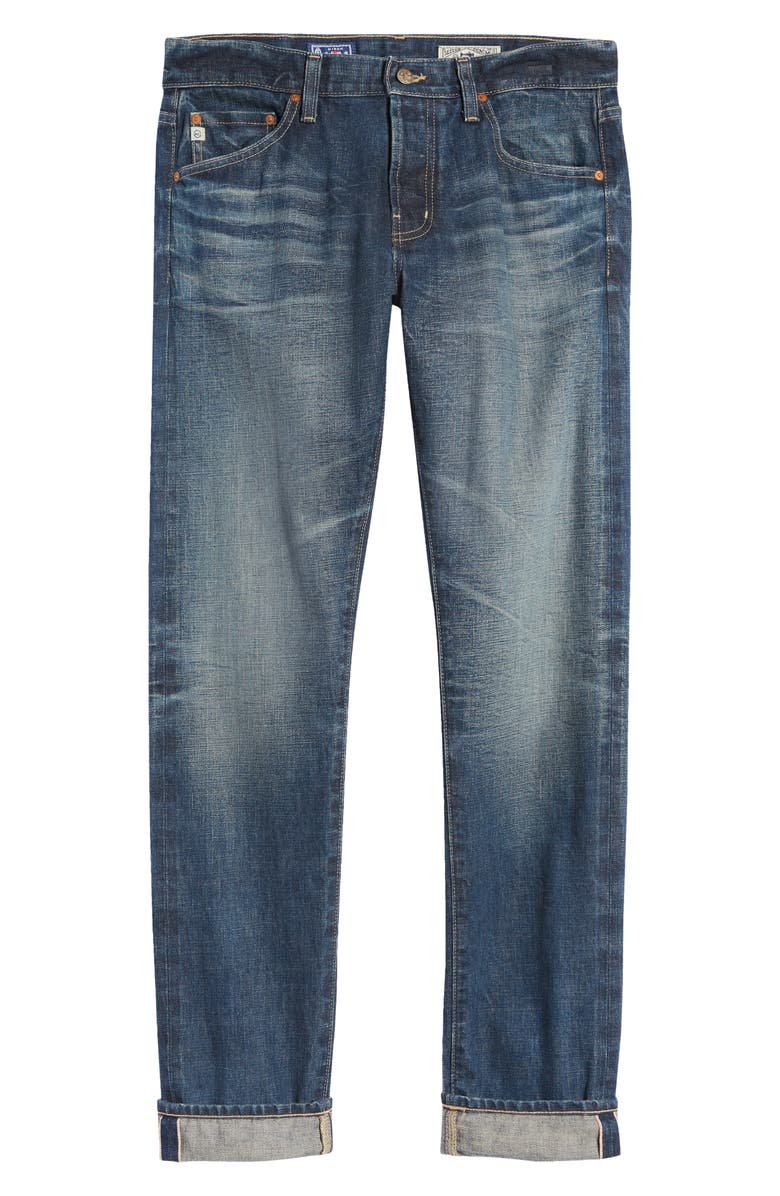 AG Tellis Slim Ikigai Rigid Red Line Selvedge Jeans, Alternate, color, 