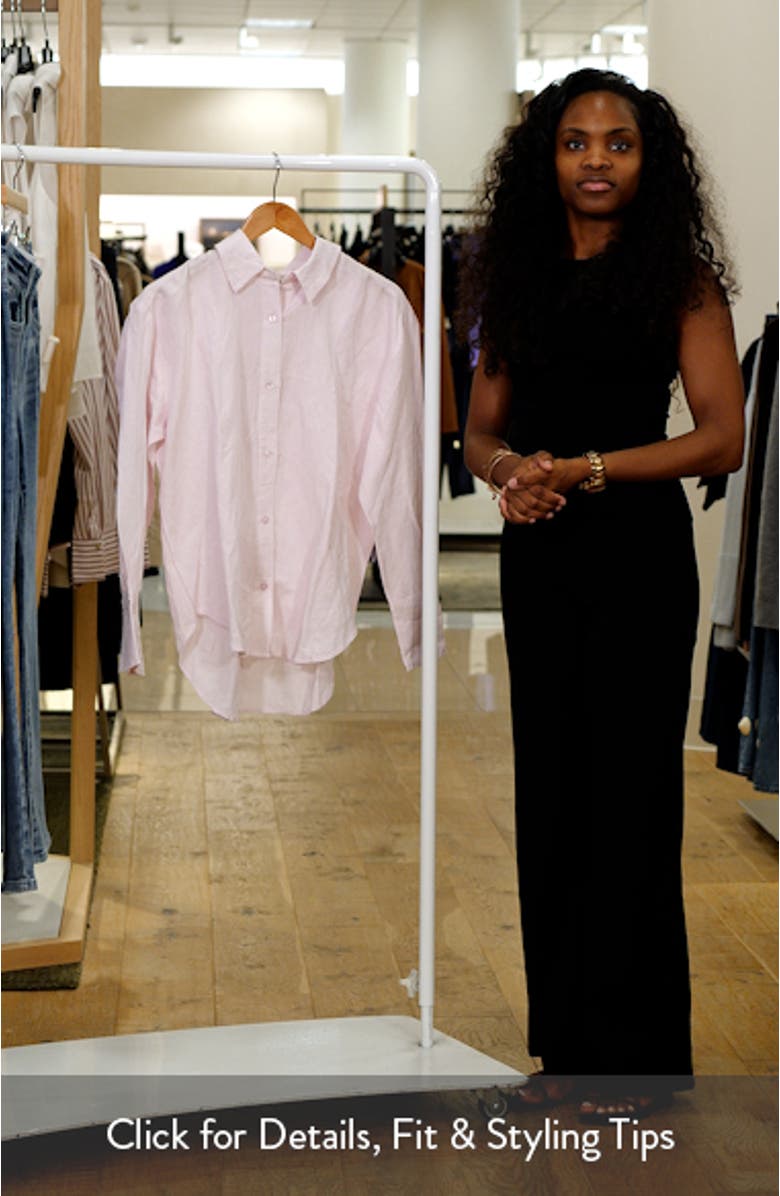 Birdie Oversize Linen Blend Button-Up Shirt, sales video thumbnail