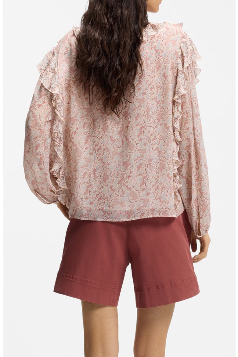 Paisley Ruffle Blouse, Alternate, color, RUST PAISLEY
