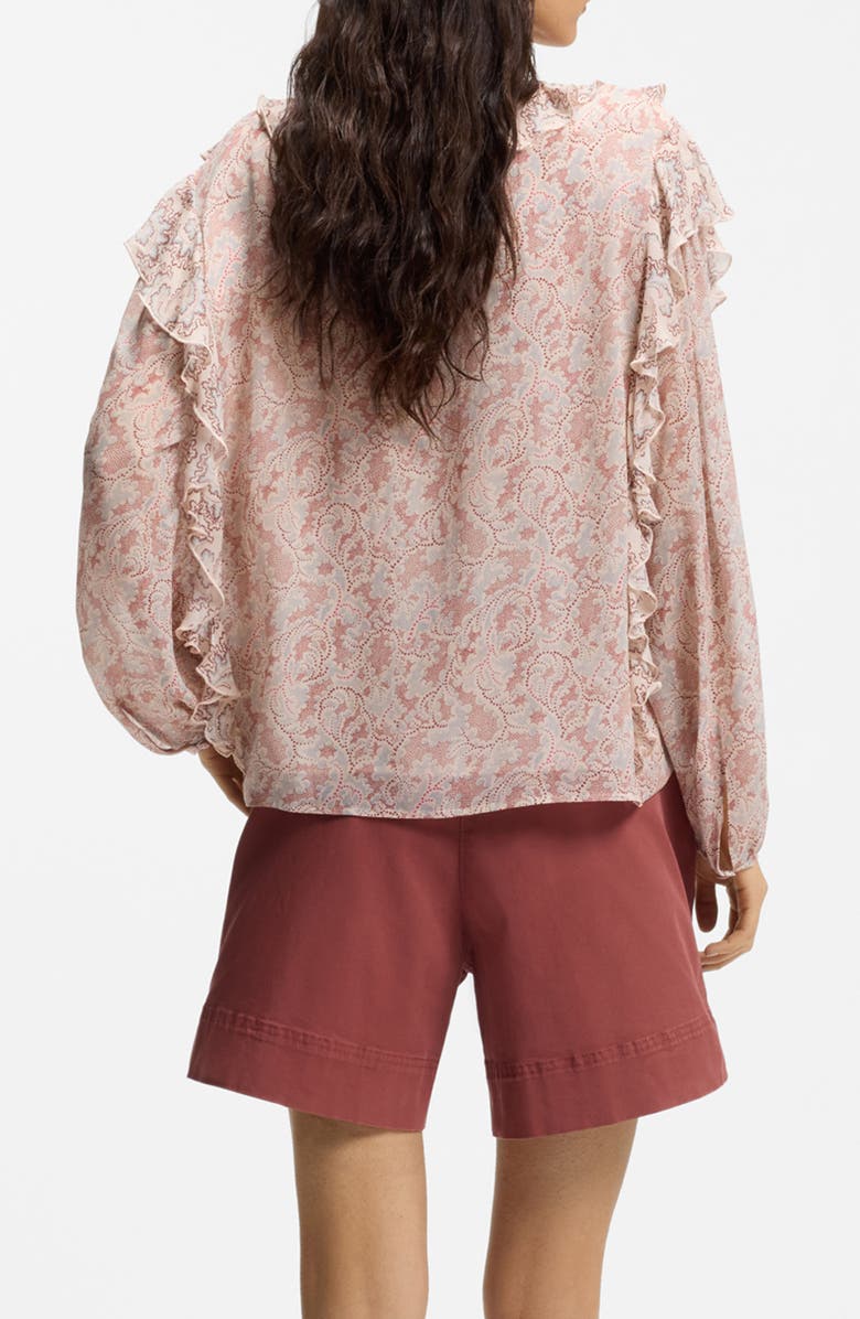 BOSS Orange Paisley Ruffle Blouse, Alternate, color, Rust Paisley