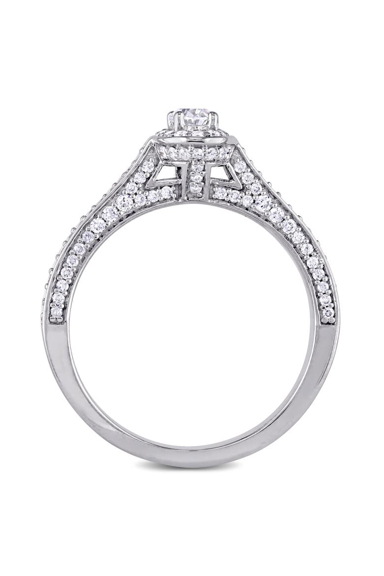 Diamond Oval Raised Halo Engagement Ring 14k, Alternate, color, 14k White Gold
