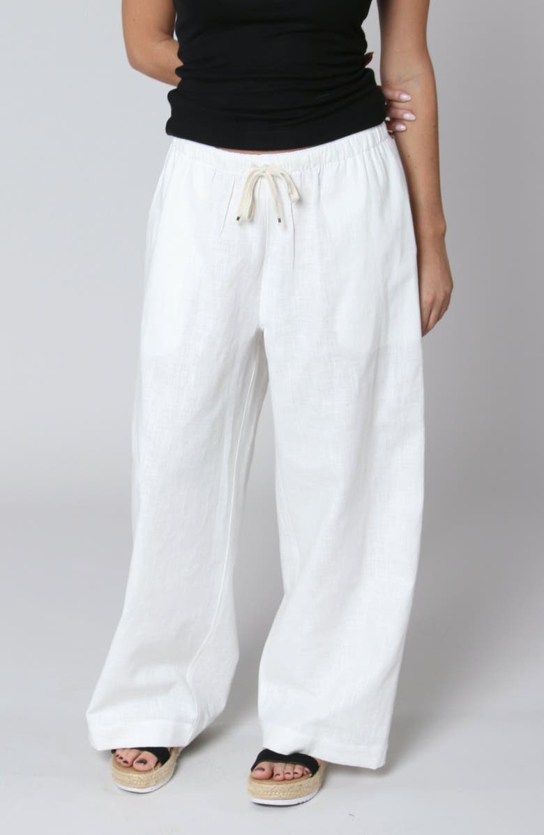 LEISURE LAB Linen Palazzo Pant, Alternate, color, White