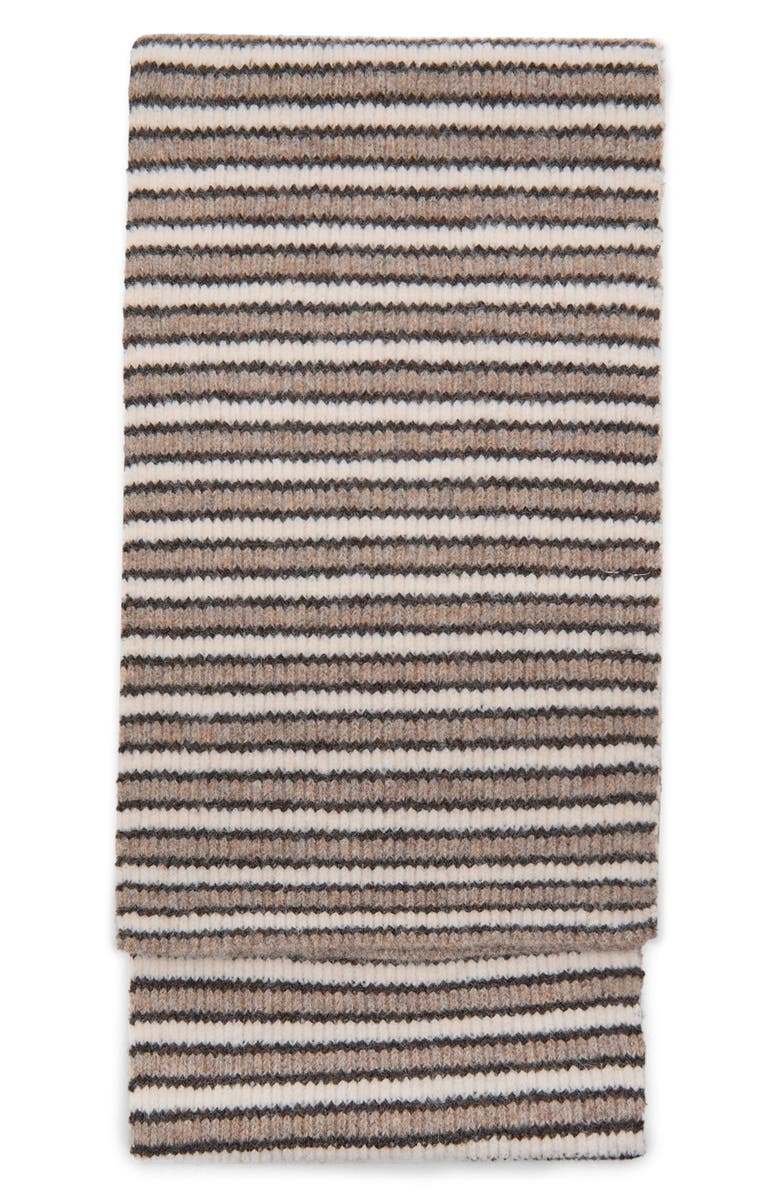 MANGO TEEN Striped Knit Scarf, Main, color, Brown