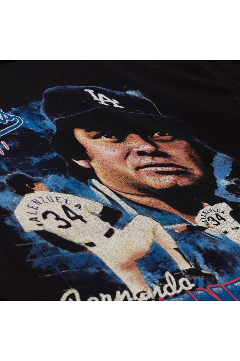 Men's Mitchell & Ness Fernando Valenzuela Black Los Angeles Dodgers Legendary Collage Player T-Shirt, Alternate, color, Black