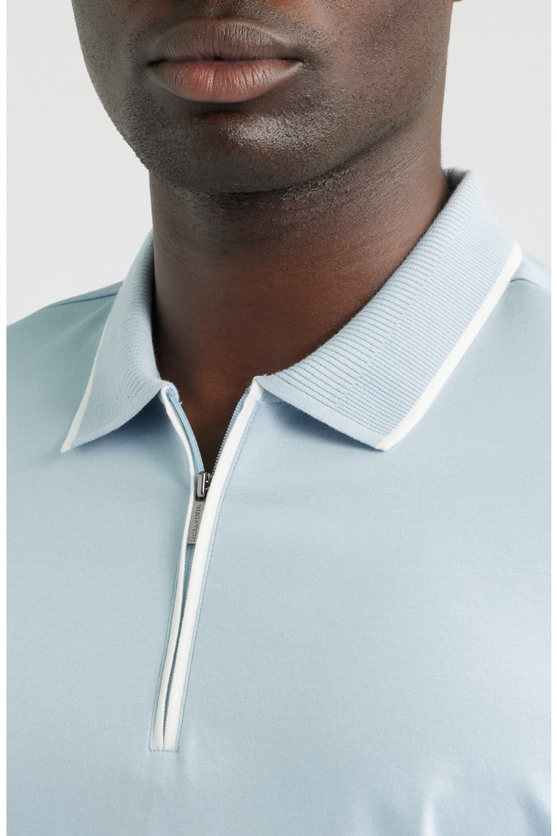 Pima Cotton Quarter Zip Polo, Alternate, color, HAZY BLUE