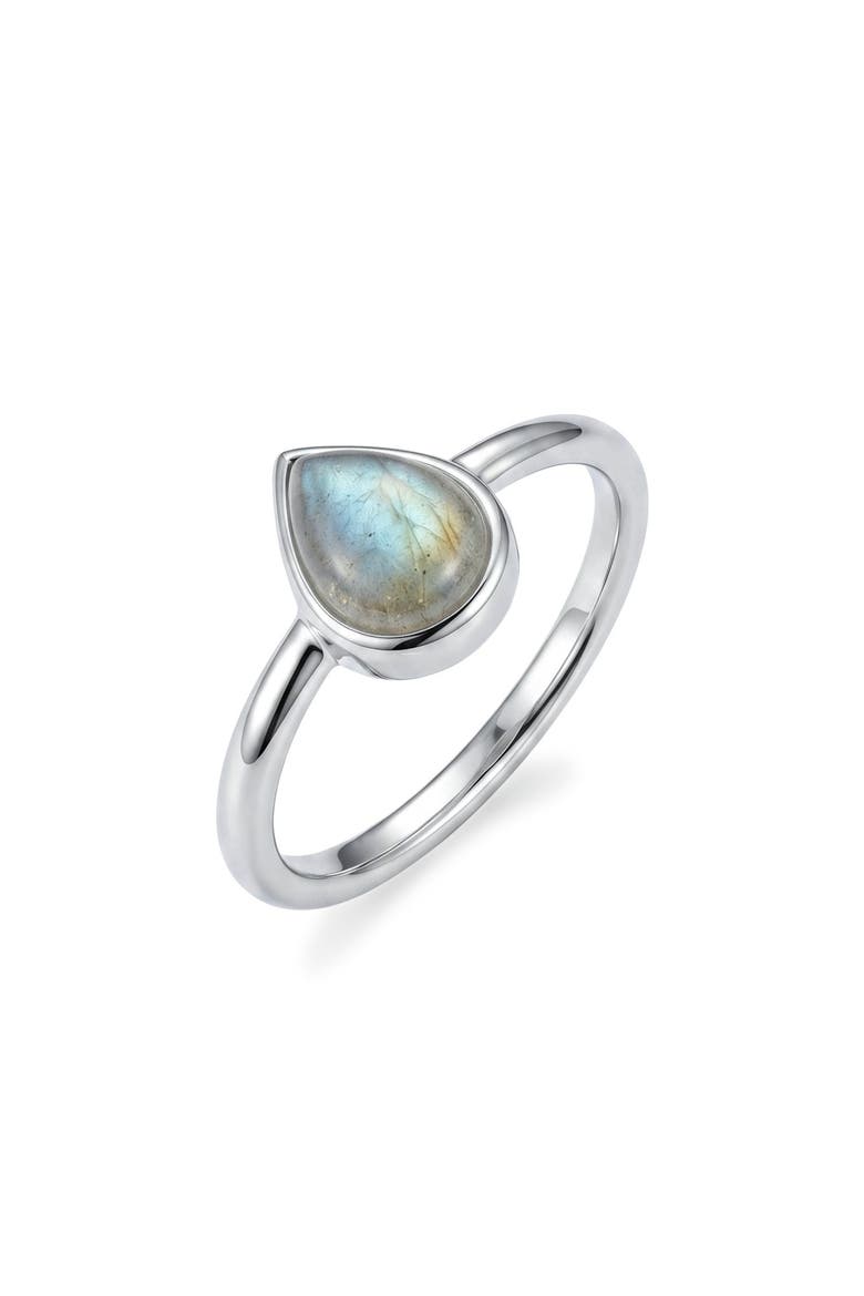 Labradorite Pear Stack Ring, Main, color, SILVER/ GREEN
