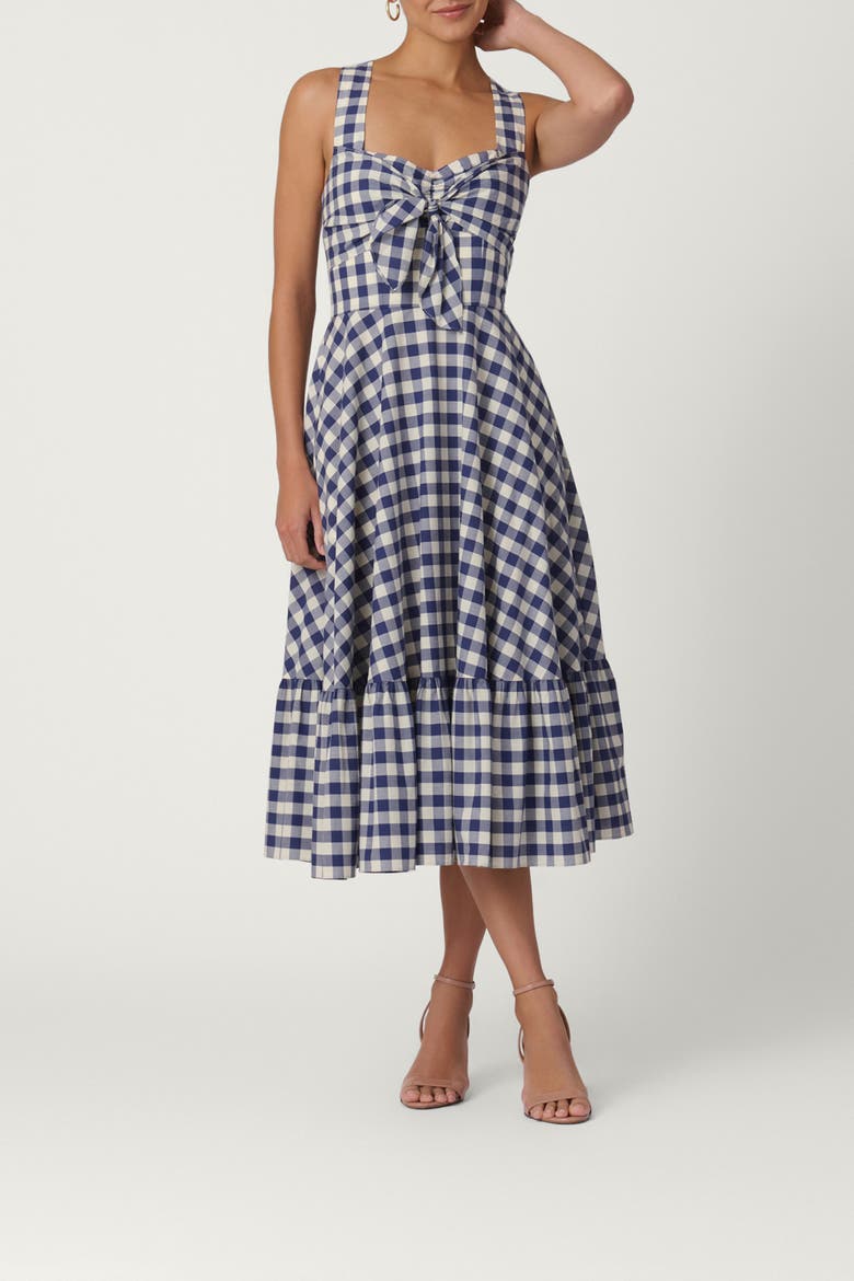 Gingham Nellie Dress, Main, color, Navy/Optic