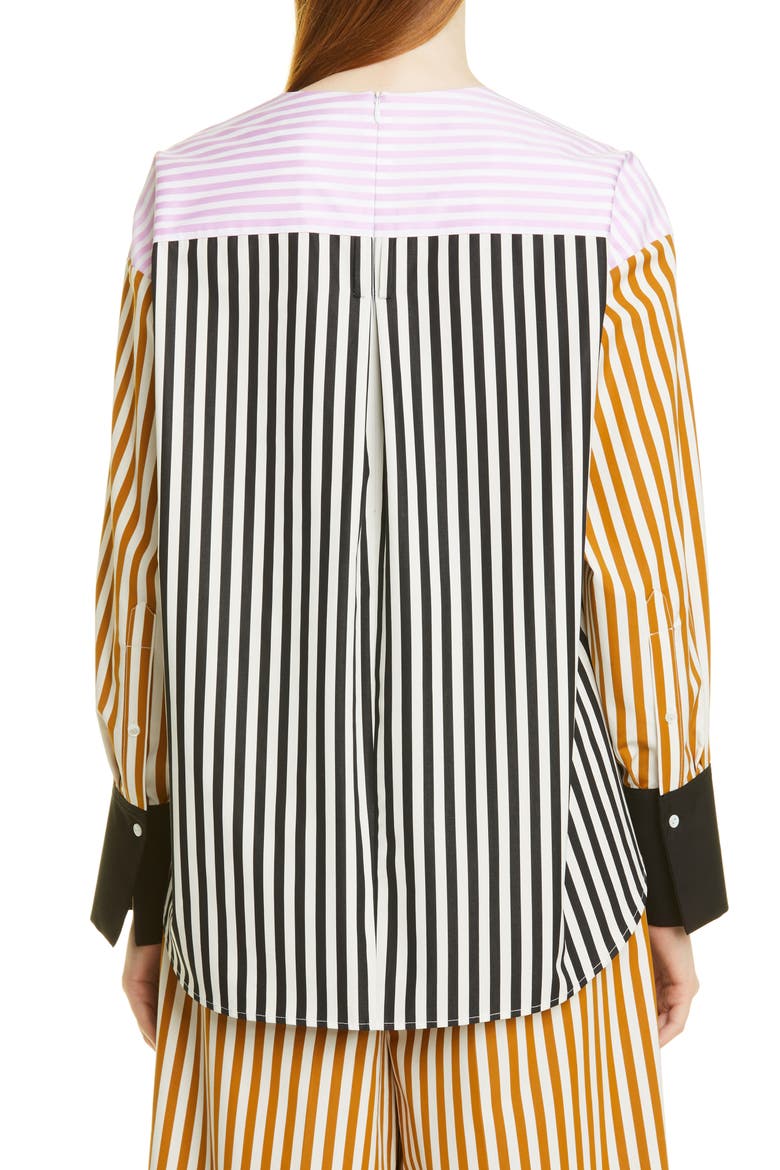 Ellis Mixed Stripe Cotton Top, Alternate, color, BLACK STRIPE COMBO