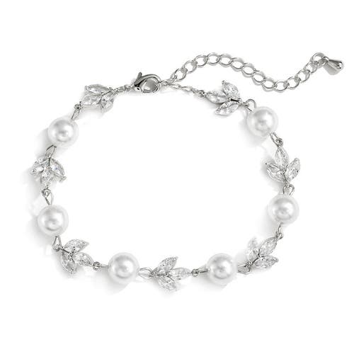 Untamed Petals Forever Pearl And Crystal Bracelet In Silver