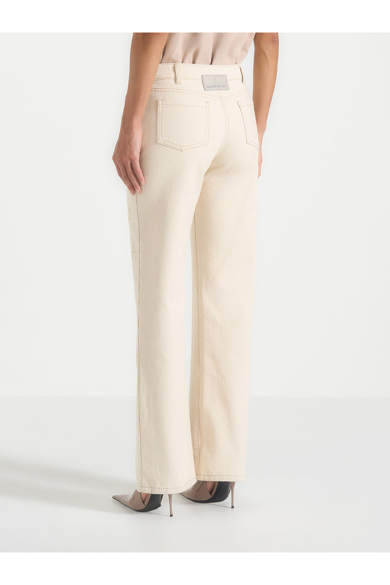 Calista Line Art Straight Leg Jeans, Alternate, color, Cream