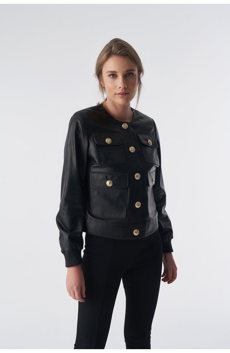 FURNIQ UK LLC Beatrice Leather Jacket, Alternate, color, Black
