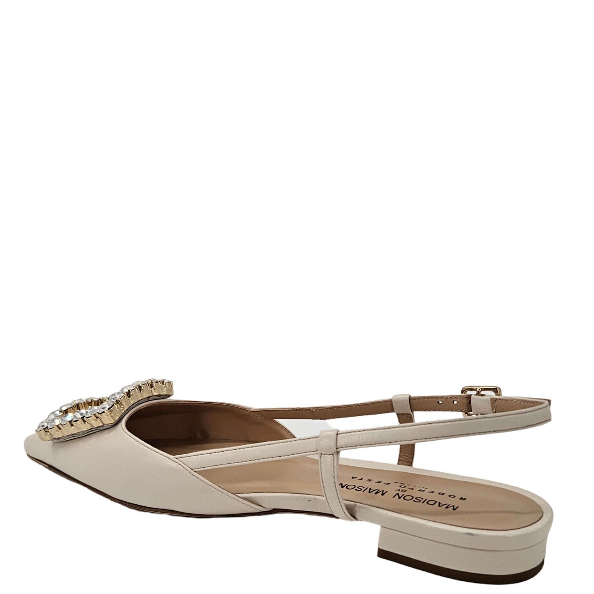 Sling Back Flat, Alternate, color, Cream
