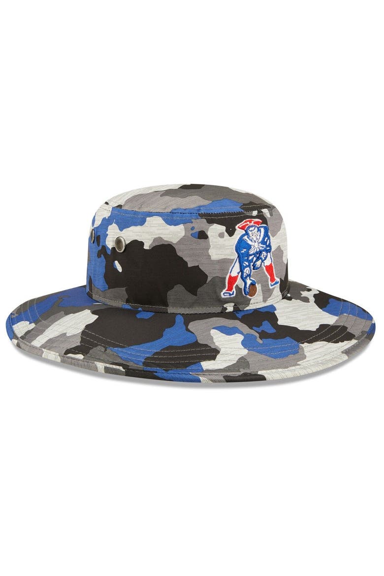Men's New Era Camo New England Patriots 2022 NFL Training Camp Official Historic Logo Panama Bucket Hat, Alternate, color, Camo